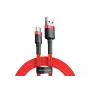 BASEUS gevlochten Cafule snellaadkabel – USB Type-A naar Type-C 2 A – 2 m – rood (nylon)