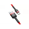 BASEUS gevlochten Cafule snellaadkabel – USB Type-A naar Type-C 2 A – 2 m – rood (nylon)