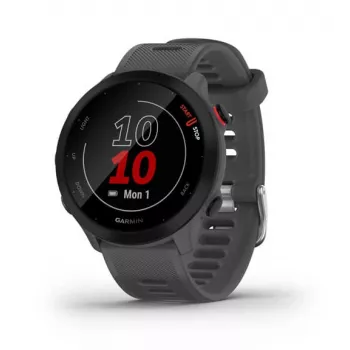 Smartwatch GARMIN Forerunner 55, rond 42 mm behuizing, grijs, siliconenband, GPS/GLONASS/Galileo, 5 ATM waterdicht