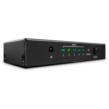 Lindy 5 poorts HDMI 18G switch, HDMI, metaal, zwart, 18 Gbit/s, RF, 4K Ultra HD