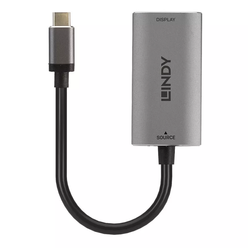 Lindy USB Type-C naar HDMI 8K60 converter, 0,11 m, USB Type-C, HDMI, stekker, bus, recht
