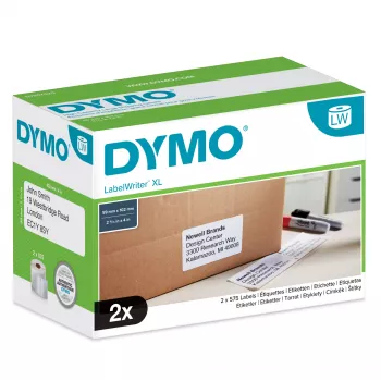 DYMO Authentic LabelWriter hoogcapaciteit verzendetiketten | (59 mm x 102 mm) | 2 rollen met 575 makkelijk loslaatbare etiketten (1.150 verzendetiketten) | zelfklevend | voor LabelWriter 4XL/5XL labelprinters