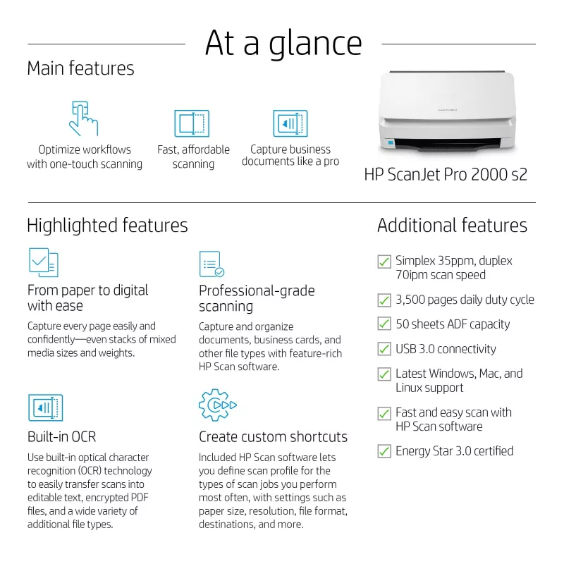 HP Scanjet Pro 2000 s2 documentenscanner