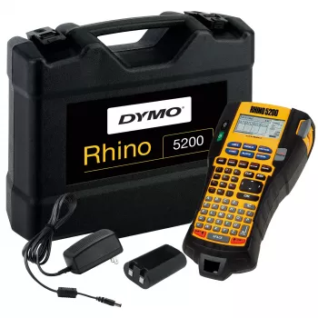 DYMO RHINO 5200 industriële labelprinter | labelapparaat-kit met koffer | tijdbesparende sneltoetsen, print snel, duurzaam labelapparaat voor bouwplaatsen en veeleisende labeltaken (EU-stekker Type-C)
