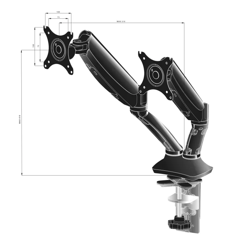 iiyama DS3002C-B1 monitorhouder / standvoet 68.6 cm (27 inch) bureau zwart