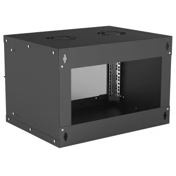 Wandgemonteerde netwerkkast INTELLINET 714143 — 6U 19 inch, 540×400×353 mm, verzinkt staal, glazen front, IP20, max. 50 kg
