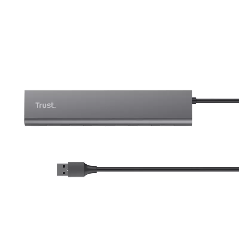 Trust Halyx 24967 USB-hub met 7 poorten, USB 3.2 Gen 1, Type-A, 5000 Mbit/s, zilver