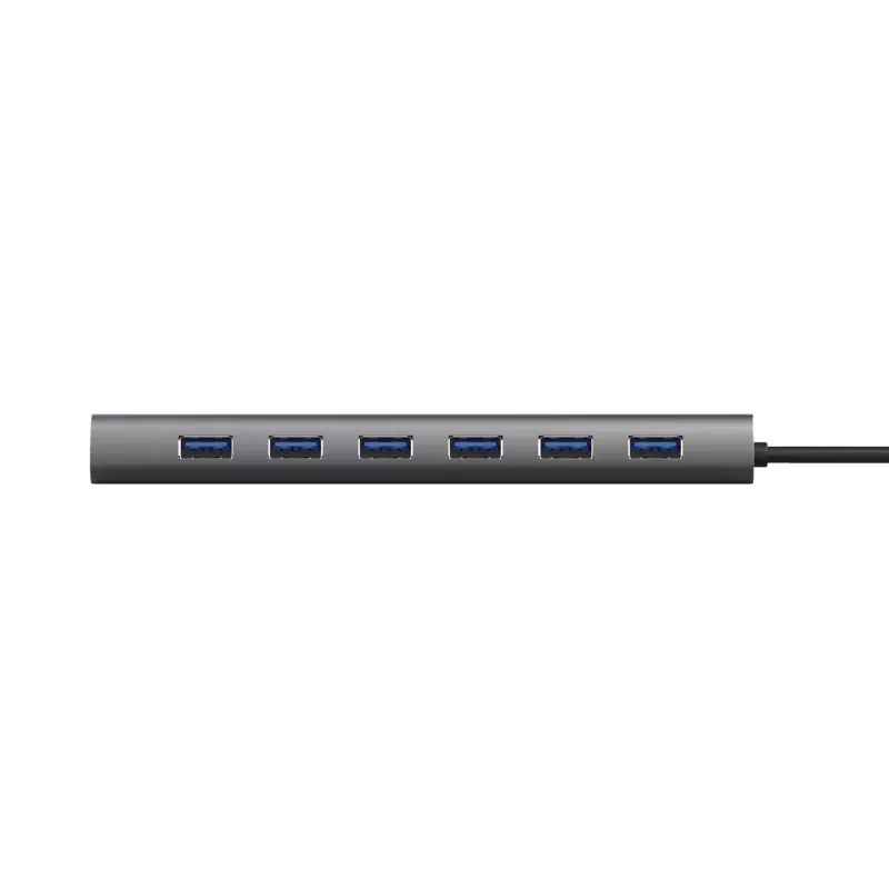 Trust Halyx 24967 USB-hub met 7 poorten, USB 3.2 Gen 1, Type-A, 5000 Mbit/s, zilver