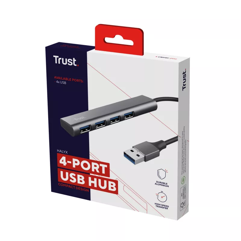 Trust Halyx USB 3.2 Gen 1 (3.1 Gen 1) Type-A 5 Mbit/s zwart, grijs