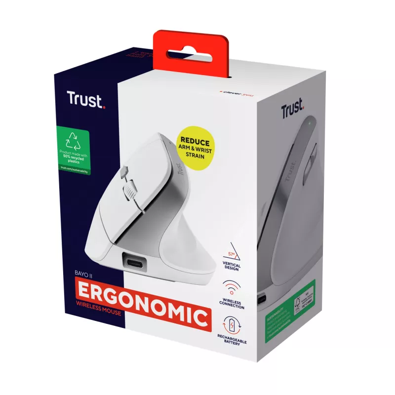 Trust Bayo II muis kantoor rechtshandig RF draadloos optisch 2400 DPI