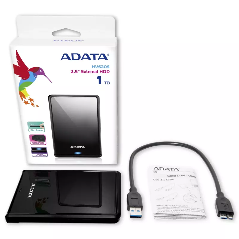 ADATA HV620S externe harde schijf 1 TB 2,5 inch Micro-USB B 3.2 Gen 1 (3.1 Gen 1) zwart