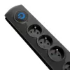 Overspanningsbeveiliging QOLTEC 50104 — 4 AC-stopcontacten, 230 V, 1,5 m kabel, zwart