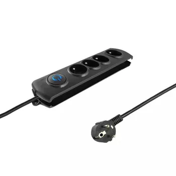 Overspanningsbeveiliging QOLTEC 50104 — 4 AC-stopcontacten, 230 V, 1,5 m kabel, zwart