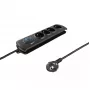 Overspanningsbeveiliging QOLTEC 50104 — 4 AC-stopcontacten, 230 V, 1,5 m kabel, zwart