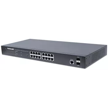 Intellinet 16-poorts Gigabit Ethernet PoE+ web-managed switch met 2 SFP-poorten, IEEE 802.3at/af Power over Ethernet (PoE+/PoE) compatibel, 374 W, Endspan, 19 inch rackmontage