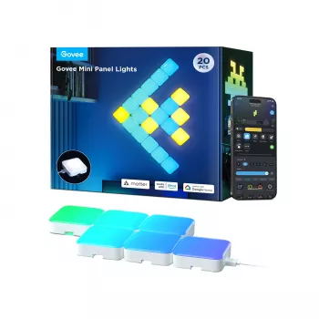 Slimme wandlamp Govee Mini Panel Lights Wi-Fi/Bluetooth 72 W, wit, 10-delige set, 80×80×28 mm