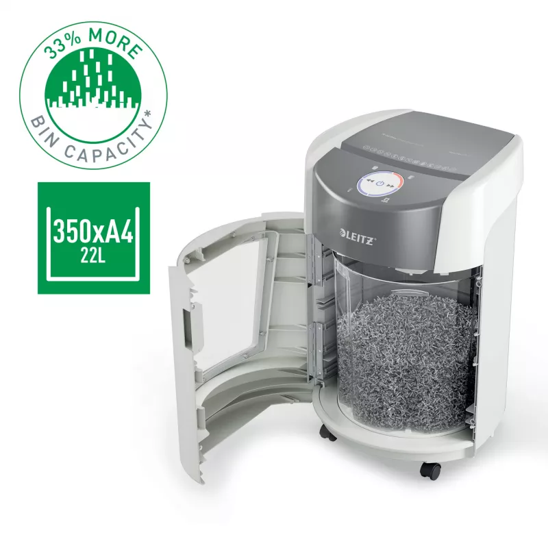 Leitz IQ OptiMax Small Office 350 micro cut papierversnipperaar veiligheidsniveau P5 22 L – wit