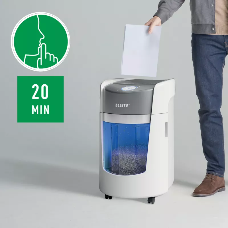 Leitz IQ OptiMax Small Office 350 micro cut papierversnipperaar veiligheidsniveau P5 22 L – wit