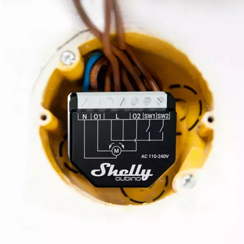 Slim relais Shelly Wave Shutter zwart 10 A 110–230 V, max. bereik 40 m, 25 dBmW