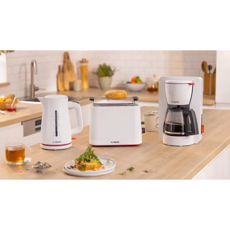 Elektrische waterkoker Bosch TWK3M121 — 1,7 L, 2400 W, wit, kunststof behuizing