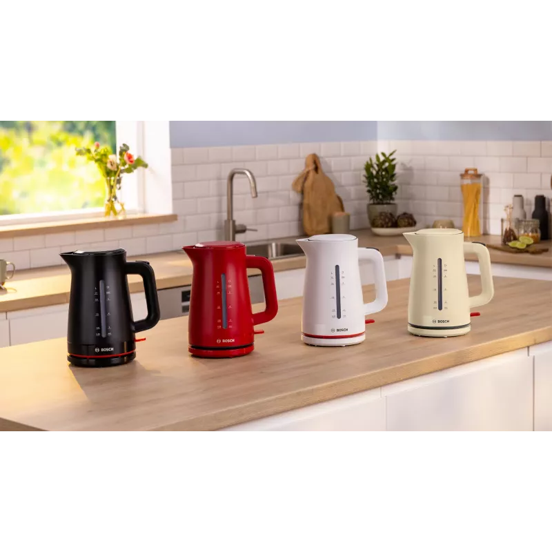 Elektrische waterkoker Bosch TWK3M121 — 1,7 L, 2400 W, wit, kunststof behuizing