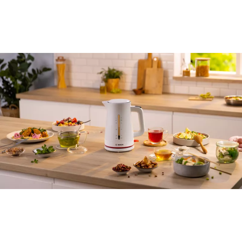 Elektrische waterkoker Bosch TWK3M121 — 1,7 L, 2400 W, wit, kunststof behuizing