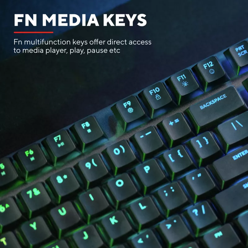 Trust GXT 868 Torix toetsenbord gaming USB + RF draadloos + Bluetooth QWERTY US Engels zwart