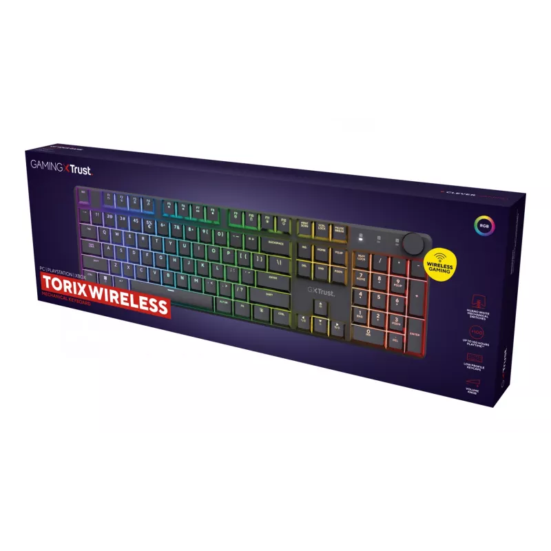 Trust GXT 868 Torix toetsenbord gaming USB + RF draadloos + Bluetooth QWERTY US Engels zwart