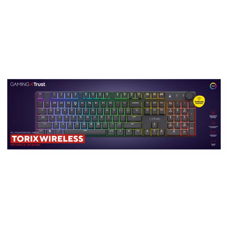 Trust GXT 868 Torix toetsenbord gaming USB + RF draadloos + Bluetooth QWERTY US Engels zwart