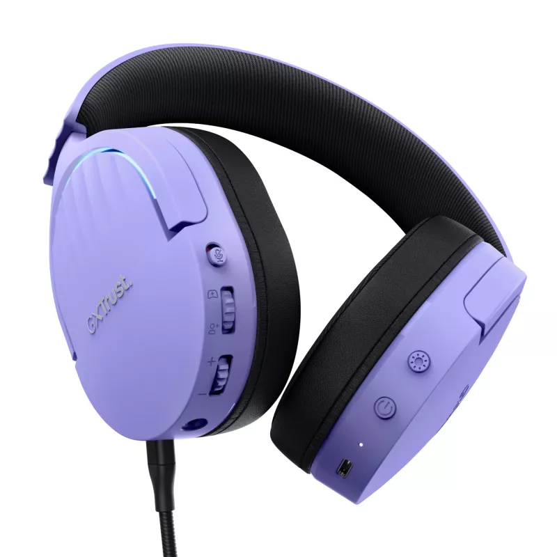 Trust GXT 491P FAYZO headset bekabeld & draadloos hoofdband gaming USB Type-A Bluetooth zwart, paars