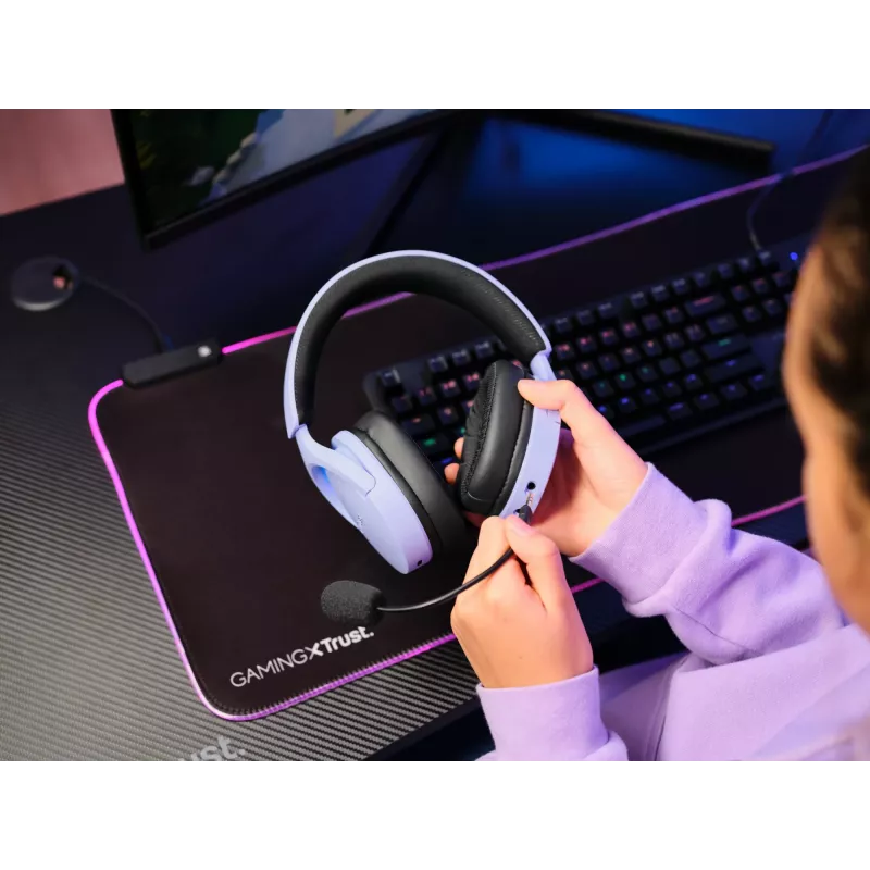 Trust GXT 491P FAYZO headset bekabeld & draadloos hoofdband gaming USB Type-A Bluetooth zwart, paars