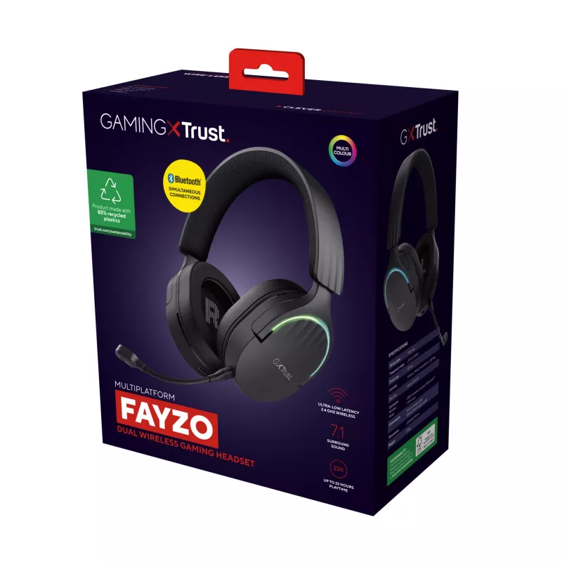 Trust GXT 491 Fayzo headset bekabeld & draadloos hoofdband gaming USB Type-C Bluetooth zwart