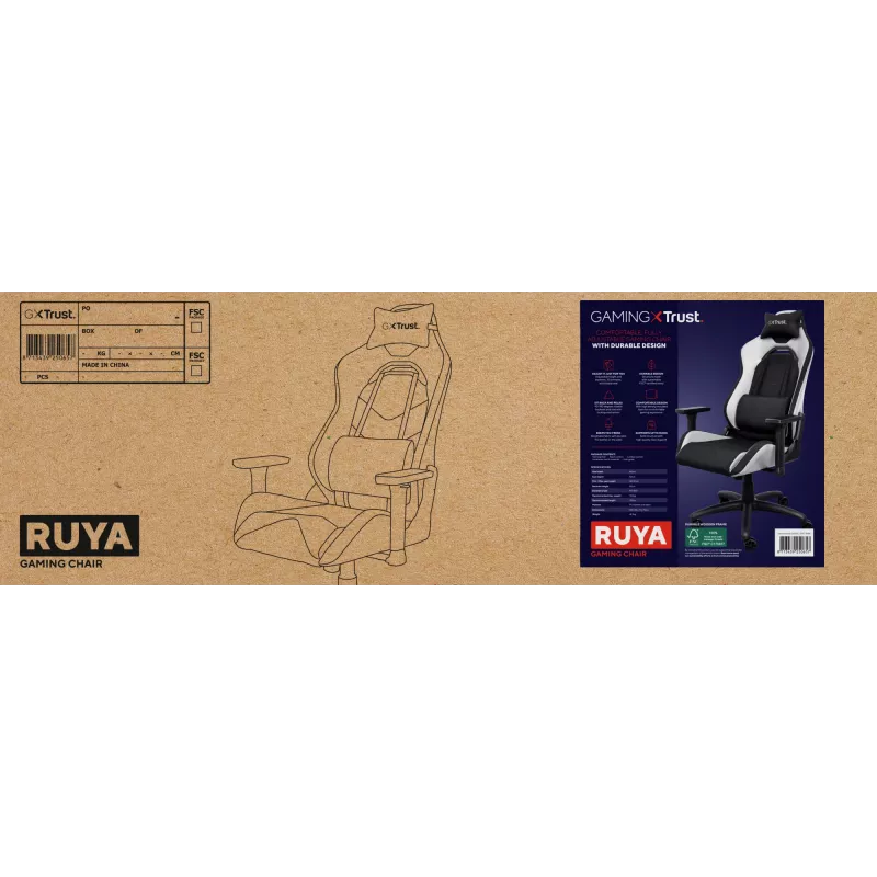 Trust GXT 714 RUYA universele gaming-stoel, zwart, wit