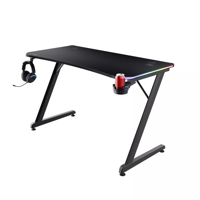 Rechthoekige tafel TRUST GXT 709 LUMINUS zwart 1200x600x740 mm