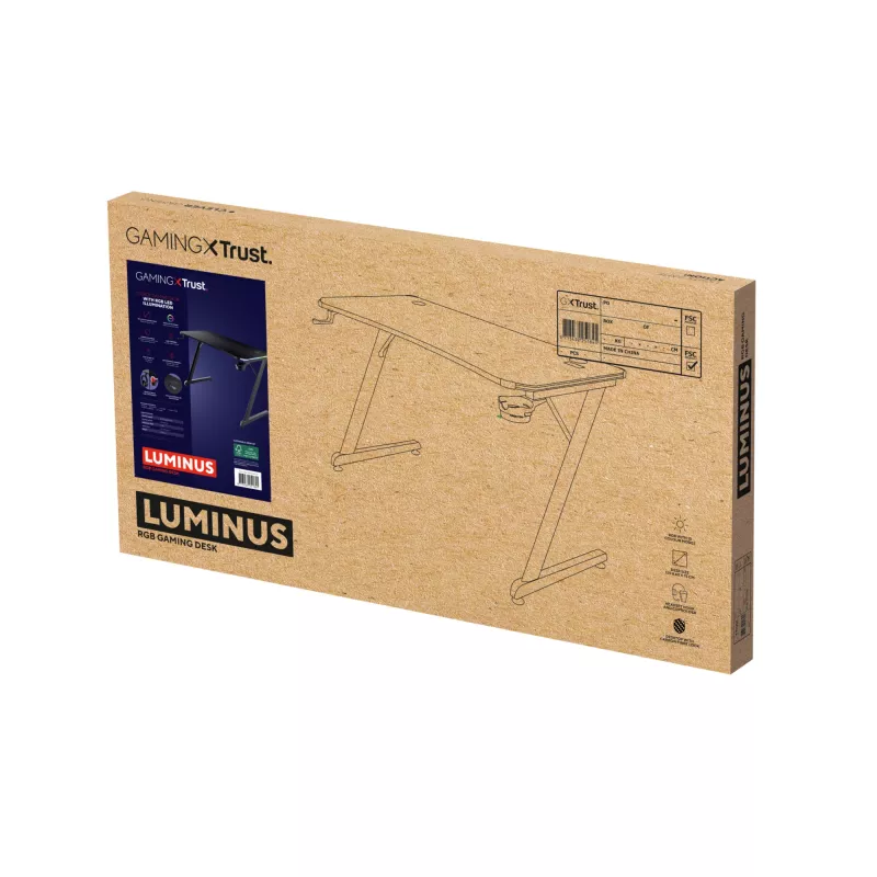 Rechthoekige tafel TRUST GXT 709 LUMINUS zwart 1200x600x740 mm
