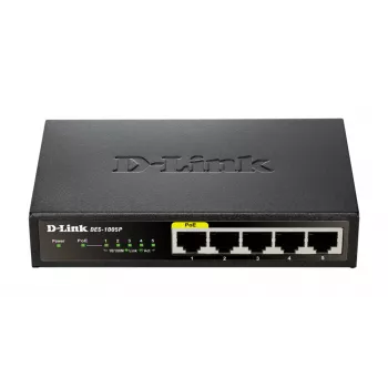 D-Link DES-1005P unmanaged L2 Fast Ethernet (10/100) Power over Ethernet (PoE) zwart