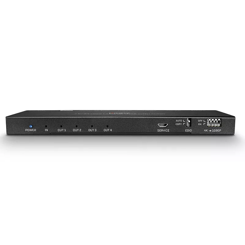 Lindy 4-poorts HDMI 18G splitter met audio en downscaling