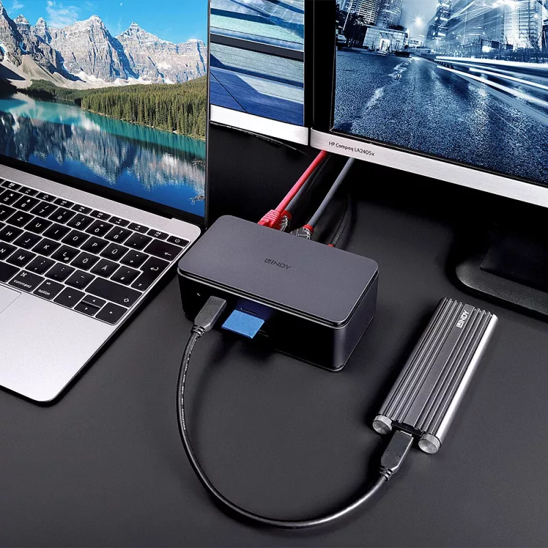 Lindy DST-Pro USB4, USB-C laptop dockingstation