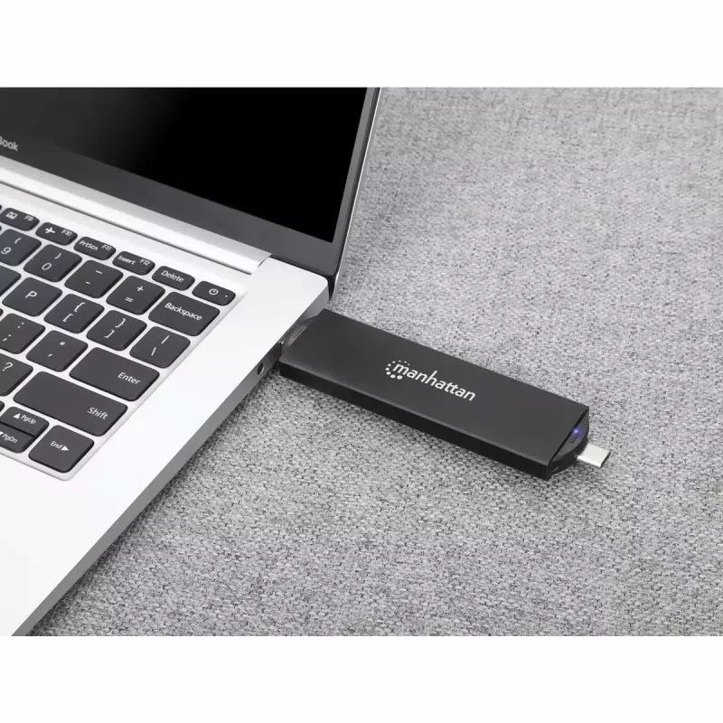 SSD-behuizing Manhattan M.2 NVMe SATA USB-C USB-A 10 Gbps Zwart