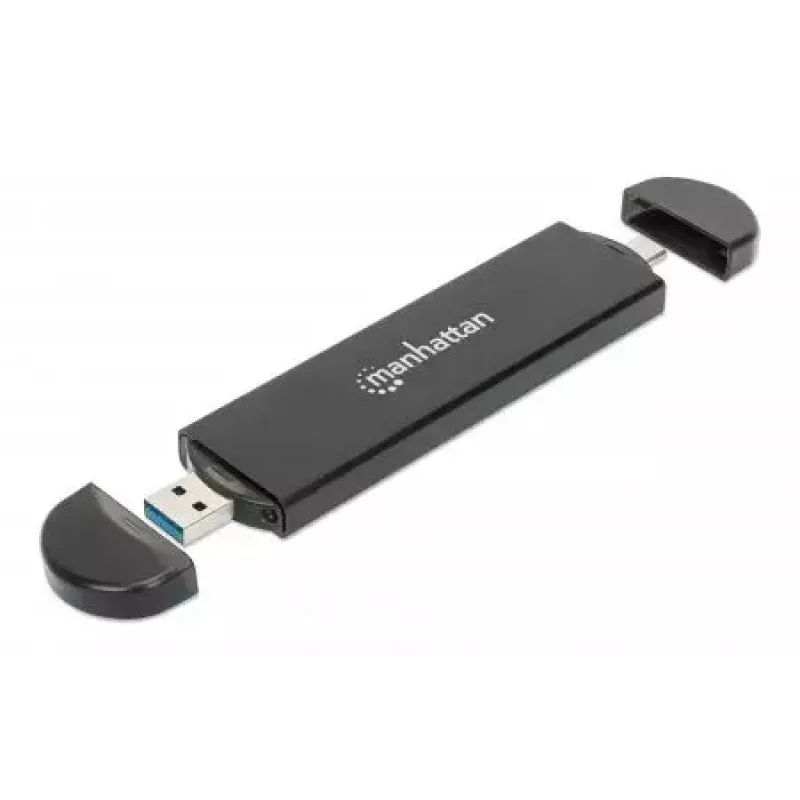 SSD-behuizing Manhattan M.2 NVMe SATA USB-C USB-A 10 Gbps Zwart