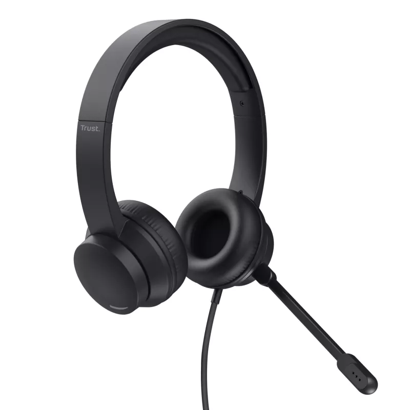 Trust HS-150 headset bedraad hoofdbeugel kantoor/callcenter zwart