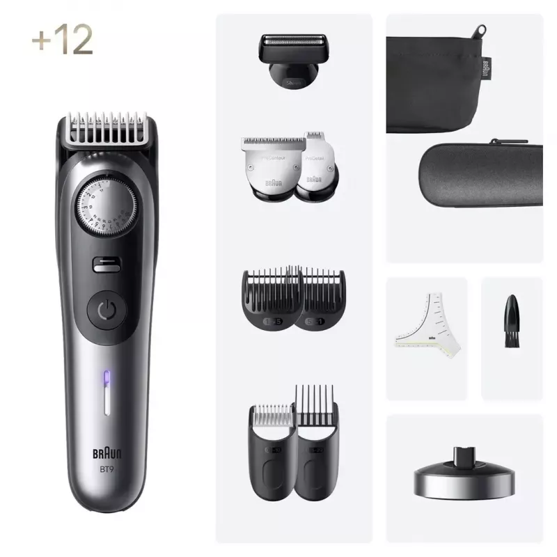 Braun BeardTrimmer 9 BT9560 accu 52 2 cm nat & droog zwart, grijs