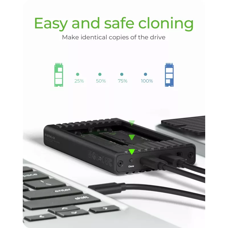 ICY BOX IB-2817MCL-C31 SSD-behuizing zwart M.2 USB-gevoed