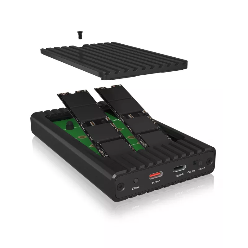 ICY BOX IB-2817MCL-C31 SSD-behuizing zwart M.2 USB-gevoed