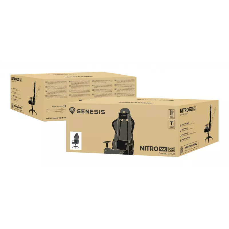 GENESIS Nitro 550 G2 gamingstoel gevoerde zitting zwart, grijs