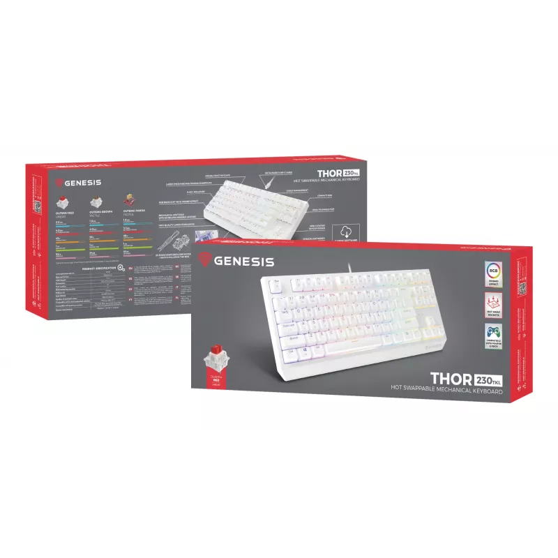 GENESIS Thor 230 TKL toetsenbord gaming USB QWERTY US-Engels wit