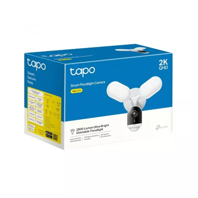 TP-Link Smart schijnwerpercamera, IP-bewakingscamera, buiten, bedraad & draadloos, 2800 lm, 5000 K, wand