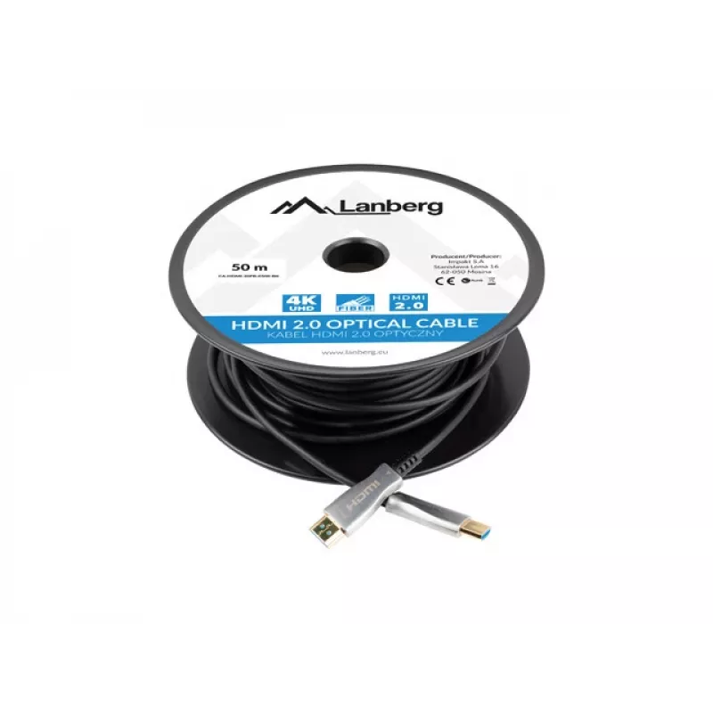 LANBERG HDMI-kabel - M/m v2.0 optische kabel 50 m zwart Aoc