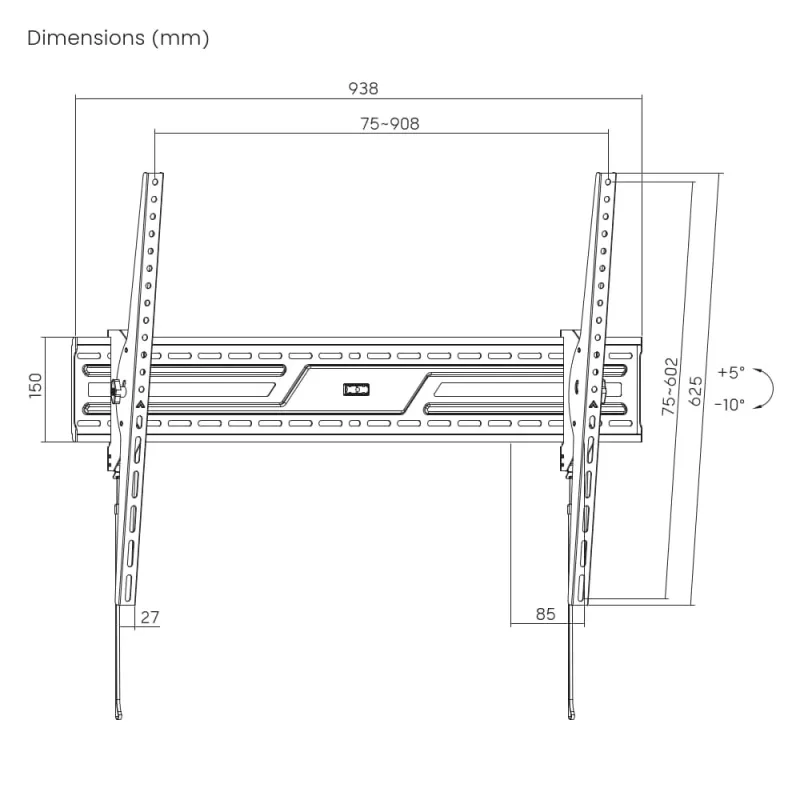 GEMBIRD tv-muurbeugel (kantelbaar), 43–100 inch