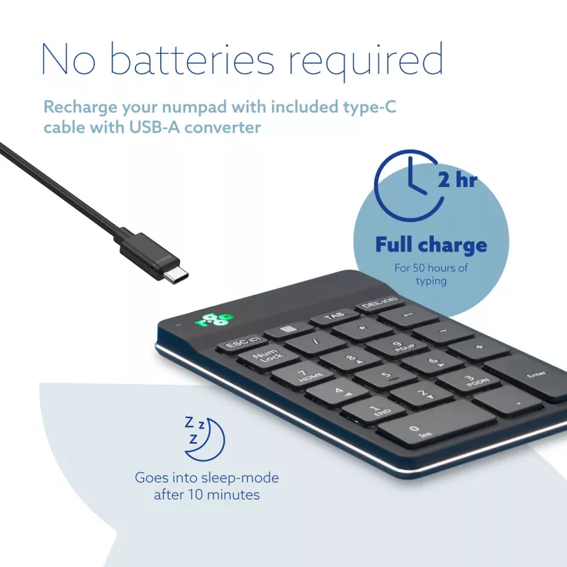 R-Go Tools numeriek toetsenblok R-Go Numpad Break, ergonomisch numeriek toetsenblok met pauzesoftware, bluetooth, zwart